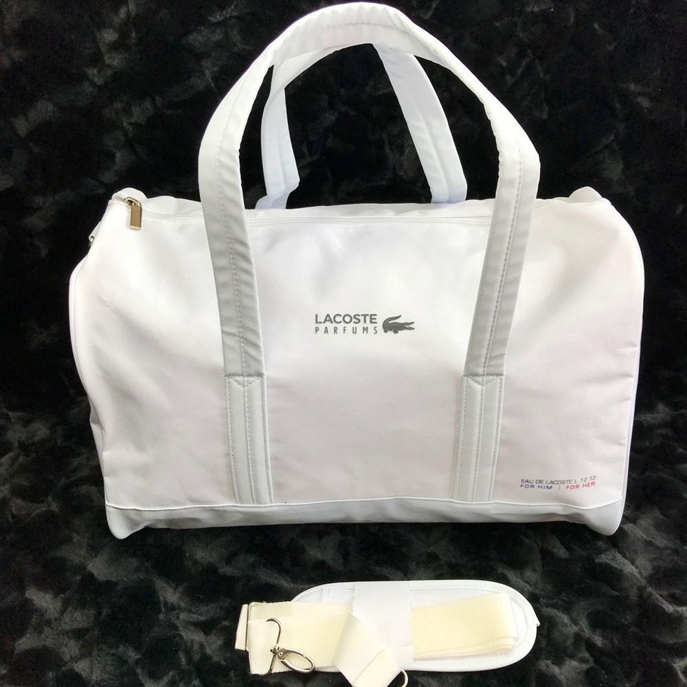 Lacoste Bag Gym Duffle Sports Weekender White NEW - Picture 3 of 8
